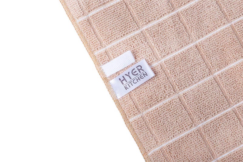 HYER KITCHEN Microfiber Dish Towels - Soft, Super Absorbent and Lint Free Kitchen Towels - 8 Pack (Lattice Designed Camel Colors) - 26 x 18 Inch (Camel) - Image 3